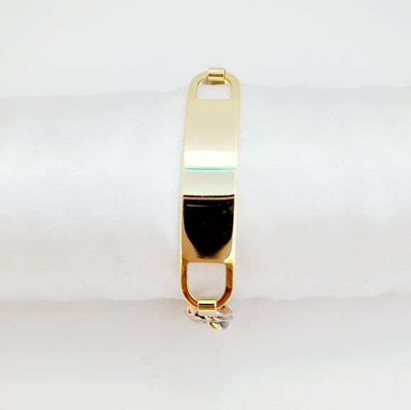 18K Gold Plated tricolor men's ID bracelet. New - Picture 4 of 10